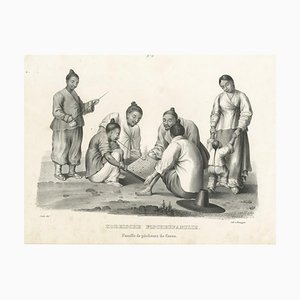 Honegger, Family of Fishermen from Korea, Steel Engraved Print