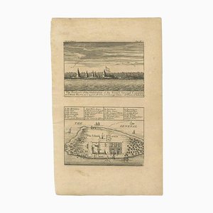 Antique Plan and View of Saint-Louis, Senegal, Africa, 1746