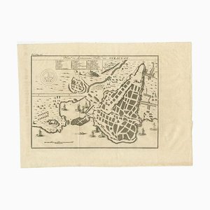 Antique Plan of Ancient Syracuse, Sicily, Italy, 1740