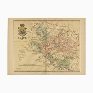 Mappa di Álava nel nord della Spagna, 1902