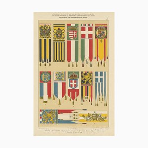 Hoffman, Drapeaux de l'Autriche, de la Hongrie, de l'Italie et d'autres pays, 1905, Chromolithographie