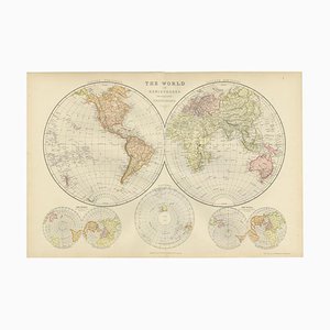 Antike Weltkarte in Halbkugeln, 1882
