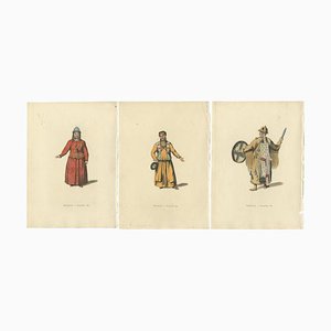 William Alexander, Tenue Bratzkian et Regalia Chamanique, 19ème Siècle, Gravures, 1814, Set de 3