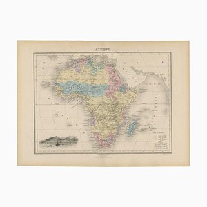 Antique Map of Africa with Decorative Vignette of Saint Helena, 1880