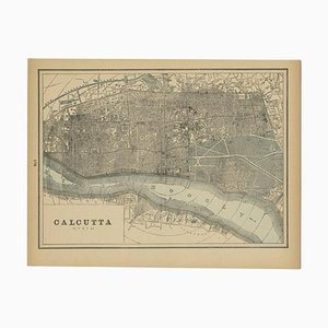 Carte Antique de Calcutta Kolkata en Inde, 1893