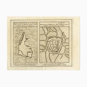 Carte Antique des Villes de Nankin et Suzhou dans la Région du Jiangsu, 1758