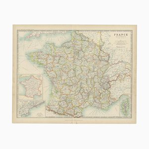 Carte de France Antique par Johnston, 1909