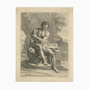 De Poilly, Un homme assis à la flûte de Pan, 1720, Estampe
