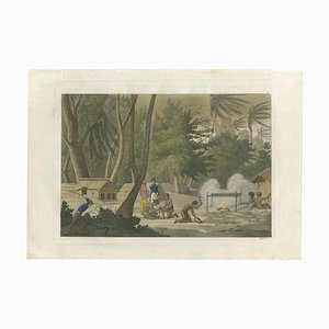 Ferrario, tombeaux papous sur l'île de Rawak, 1831, impression