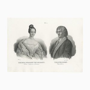 J. Honegger, Princesse Hélène d'Orléans et Bertel Thorvaldsen, 1845, Lithographie sur Papier