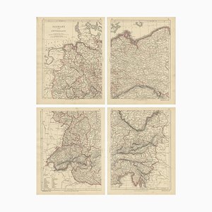 Antique Maps of Germany and Switzerland by Lowry, 1852, Set of 4