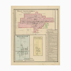 Antique Map of West Alexandria, Manchester and Enterprise, 1871