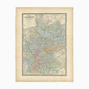 Antique Map of the Western Part of the German Empire by Levasseur, 1875