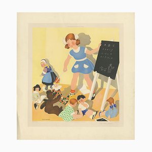 Willy Schermelé, La première leçon, 1937, impression