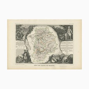 Carte Ancienne de Seine Et Marne France par V. Levasseur, 1854