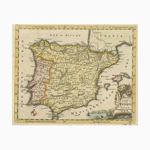 Antike Karte der Iberischen Halbinsel von Spanien und Portugal, 1755