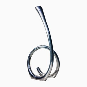 Estatuilla minimalista en espiral de acero cromado, años 70
