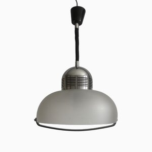 Vintage Pendant Light in Chrome and Frosted Glass, 1970s