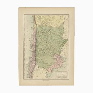 Antique Map of Chile, La Plata and Part of Bolivia by A & C. Black, 1870s