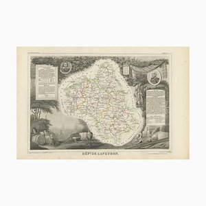 Antique Map of Aveyron ‘France attributed to v. Levasseur, 1854