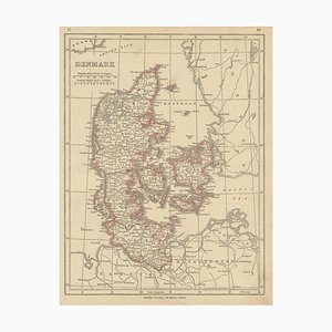 Antike Karte von Dänemark von Lowry, 1852