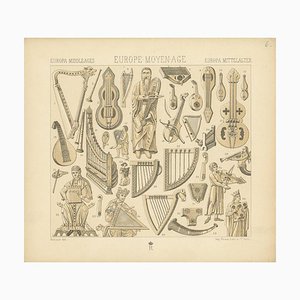 Racinet, European Middle Ages Music Objects, 1880, Paper