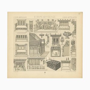 Racinet, European Middle Ages Furniture, 1880, Paper