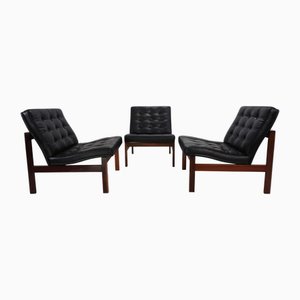 Sillones modulares de cuero de Ole Gjerløv-Knudsen & Torben Lind para France & Søn / France & Daverkosen, años 60. Juego de 3