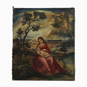 Anton Rausch, Madonna with Child, 1920s-1940s, Oil on Canvas