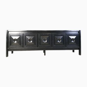 Brutalist Ebonized Wooden Credenza, 1970s