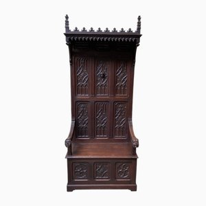 Banco cajonera neogótica de roble