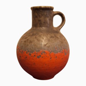German Orange-Brown Glazed Ceramic Jug Vase, 1970s