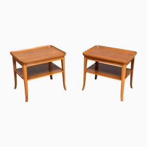 Side Tables in Pearwood and Walnut by Alfred Kvarnholt, Sweden, 1940s, Set of 2