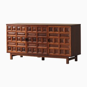 Brutalist Spanish Sideboard with Graphical Doors, 1970s