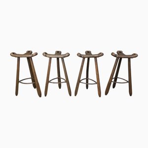 Mid-Century Brutalist Bar Stools, 1960s, Set of 4