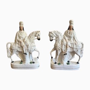 Large Antique Victorian Staffordshire Figures, 1880, Set of 2