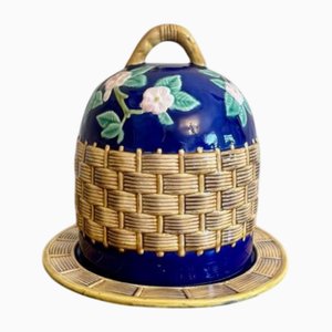 Antique Victorian Majolica Cheese Dish, 1880