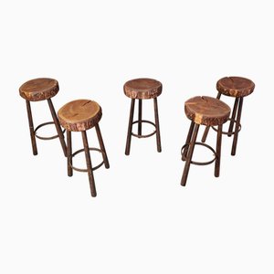 Vintage Tree Trunk Bar Stools, 1970s, Set of 4