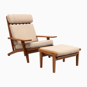 GE-375 Chair and Ottoman by Hans Wegner for Getama, Set of 2