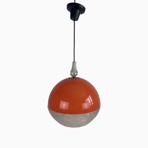 Space Age Pendant Light in Orange and Textured Acrylic Glass, 1970s