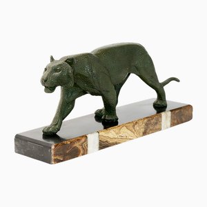 French Art Deco Bronze Panther Sculpture by Rulas, 1930s