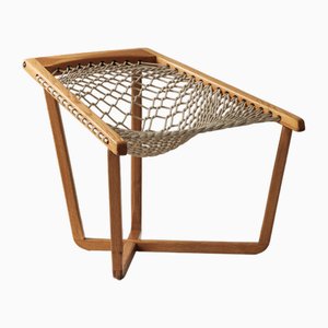 Vintage Swedish Rope Lounge Chair in Blond Oak, 1970s