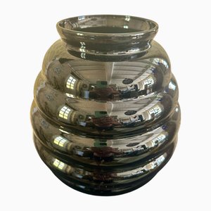 Vase Art Déco en Opaline Noir, 1930s