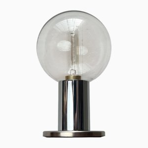 Vintage German Space Age Table Lamp in Chrome and Glass by Motoko Ishii for Staff, 1970s