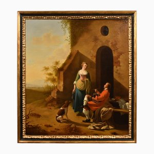 Follower of Jan Vermeer d'Utrecht, Genre Scene, 1750, Oil on Canvas, Framed