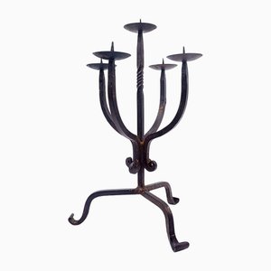 Vintage Five-Arm Wrought Iron Candleholder, 1970s