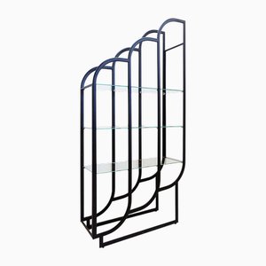 Black Bookcase in Metal and Glass