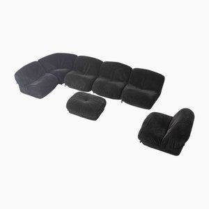 Modulares Patate Sofa aus schwarzem Cordsamt von Airborne, 1970er, 7 . Set