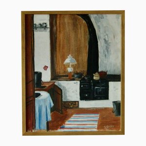 Rita Hansen, Home Scene, 1960s, Oil on Canvas, Framed