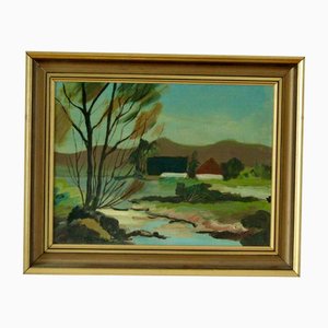 Bertil Landelius, Skåne Landscape, 1960s, Oil on Canvas, Framed